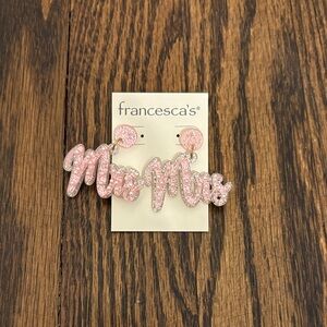 Francesca's Pink Glitter 'Mrs' Statement Earrings